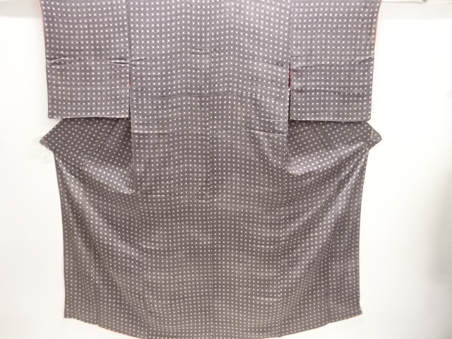 JAPANESE KIMONO / ANTIQUE KIMONO / SILK / MON KINSHA / GRID